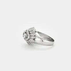 BAGUE DÔME OR BLANC ET DIAMANTS
