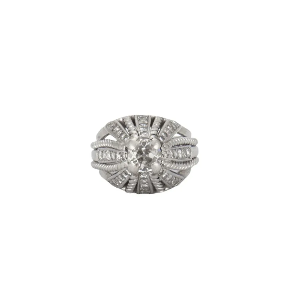 Bague Dôme Or gris Diamants