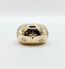 Bague dôme or jaune, diamants serti étoilé (circa 1950)