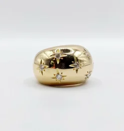 Bague dôme or jaune, diamants serti étoilé (circa 1950)
