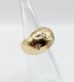 Bague dôme or jaune, diamants serti étoilé (circa 1950)