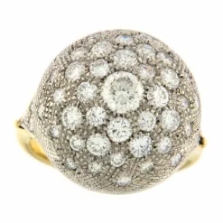 Bague dôme or jaune et blanc diamants