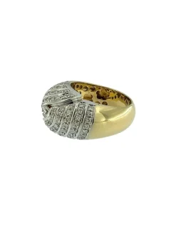 Bague dôme or jaune et blanc 87 diamants certificat HRD