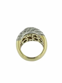 Bague dôme or jaune et blanc 87 diamants certificat HRD