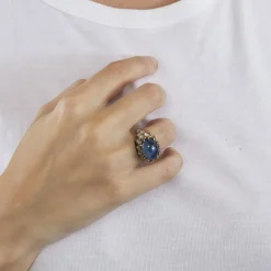 Bague Dôme or jaune saphir et diamants