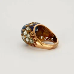 Bague Dôme or jaune saphir et diamants