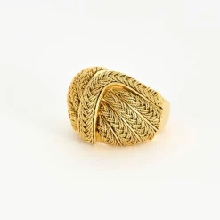 Bague dôme or jaune tréssé