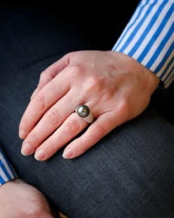 Bague Dôme Perle de Tahiti et Diamants