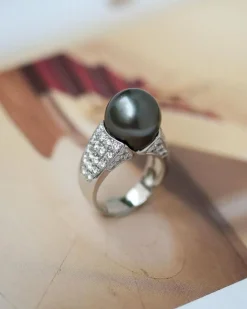 Bague Dôme Perle de Tahiti et Diamants