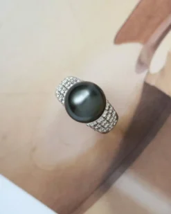 Bague Dôme Perle de Tahiti et Diamants
