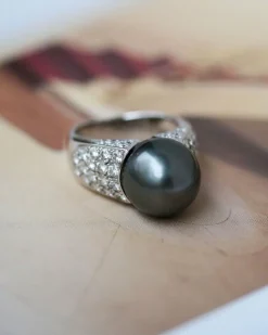 Bague Dôme Perle de Tahiti et Diamants