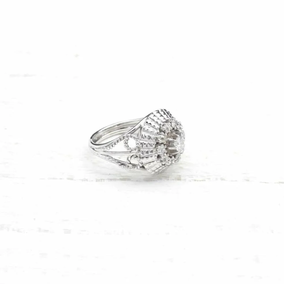 Bague Dôme Rétro Or blanc Diamant