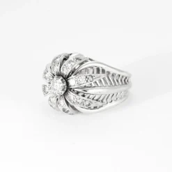 Bague Dôme Rétro Or Blanc et Diamants
