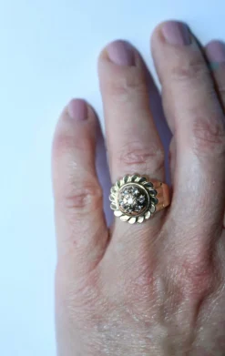 Bague dôme rétro or jaune