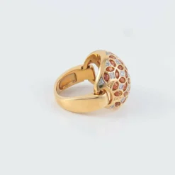Bague Dôme Saphirs orange Diamants