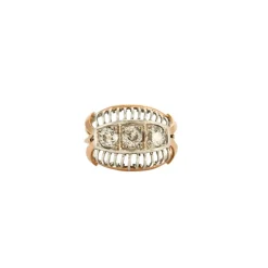 Bague dôme trilogie 2 Ors Diamants