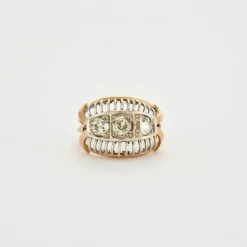 Bague dôme trilogie 2 Ors Diamants
