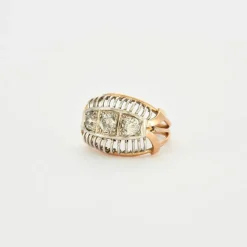 Bague dôme trilogie 2 Ors Diamants