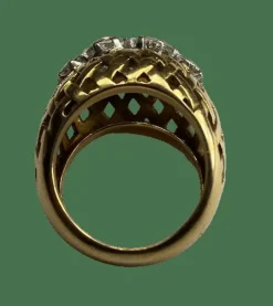 Bague dôme vannerie diamants