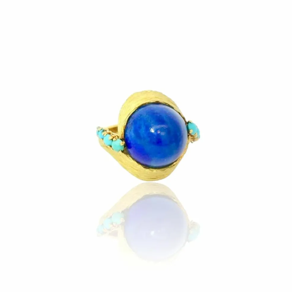 Bague dôme vintage en lapiz lazuli