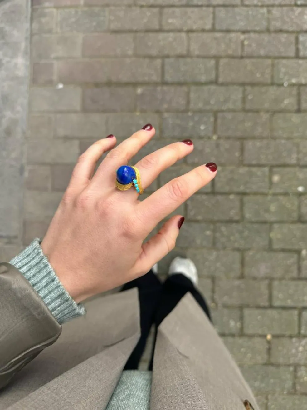 Bague dôme vintage en lapiz lazuli