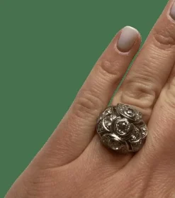 Bague dome Art Déco platine et diamants