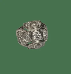 Bague dome Art Déco platine et diamants