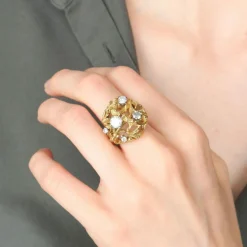 BAGUE "DOME" OR & DIAMANTS