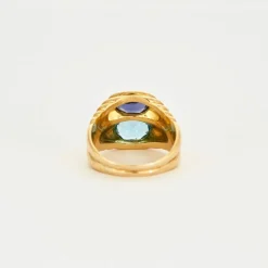Bague double améthyste aigue-marine