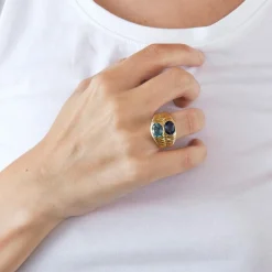 Bague double améthyste aigue-marine