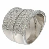 Bague double anneau en or blanc pavé de diamants