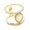Bague double anneaux diamants pierre de lune or rose