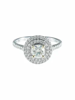 Bague double cercle diamants en or blanc