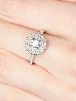 Bague double cercle diamants en or blanc