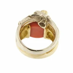 Bague double corail et diamant