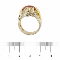 Bague double corail et diamant