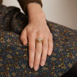 Bague double en or jaune et diamants