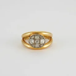 Bague double en or jaune et diamants