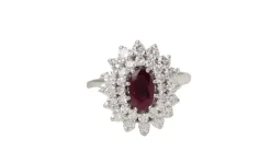 Bague double entourage Rubis Diamants