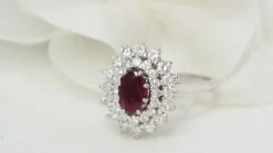 Bague double entourage Rubis Diamants