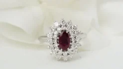 Bague double entourage Rubis Diamants