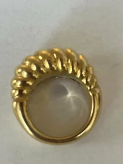Bague Double Jonc Godronné Or Jaune