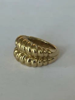 Bague Double Jonc Godronné Or Jaune