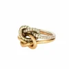 Bague double noeud or blanc et or rose, diamants