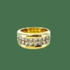 Bague double rangée de diamants en or jaune