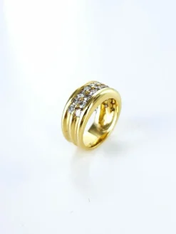 Bague double rangée de diamants en or jaune