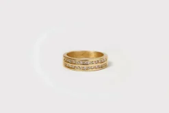 Bague double rangs Or jaune Diamants