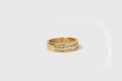 Bague double rangs Or jaune Diamants