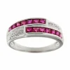 Bague double rivière avec rubis et diamants