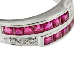 Bague double rivière avec rubis et diamants